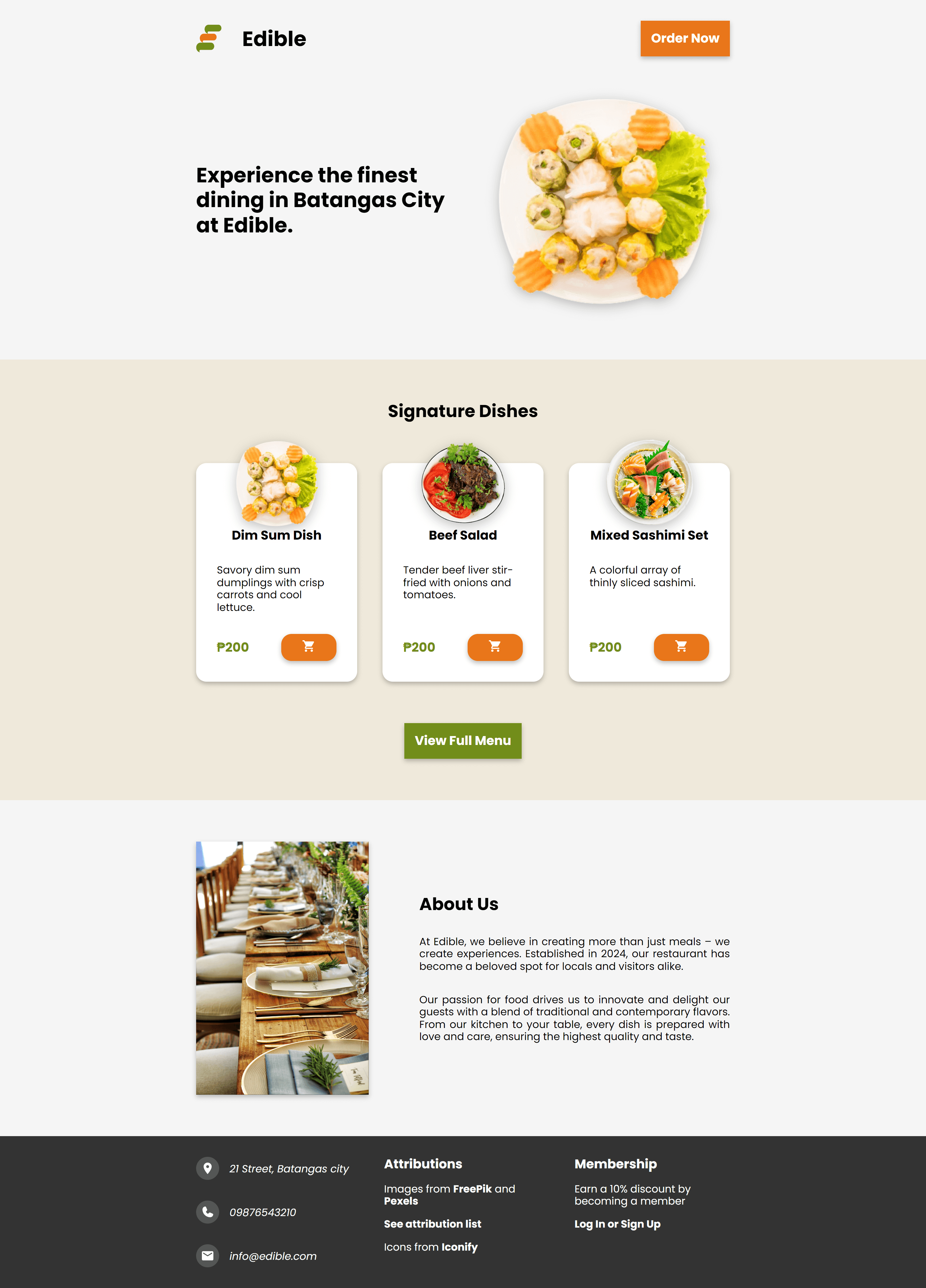 Design - Restaurant - PHP
